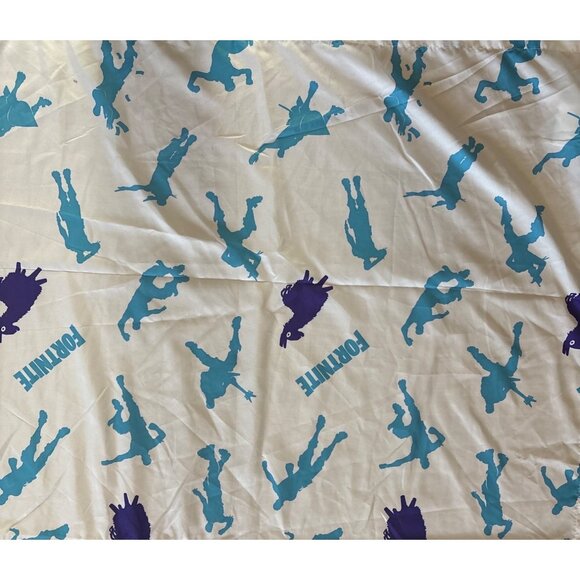 Fortnite Themed Twin Flat Sheet Blue White 64"x95" Video Game - Picture 2 of 7